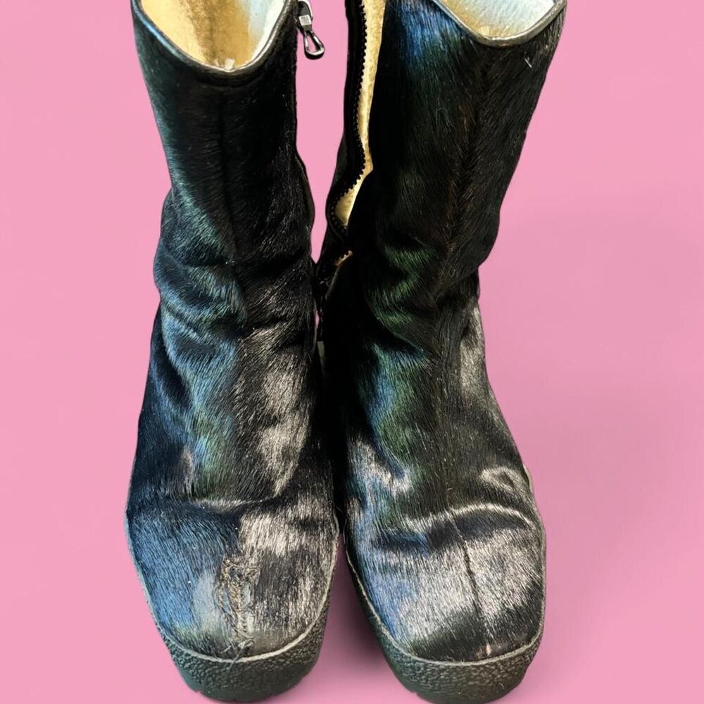 Vintage Henke Ski Boot with Black Pony Hair